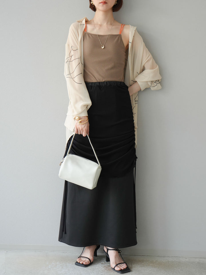 [予約]シアーレイヤードタイトスカート/ブラック