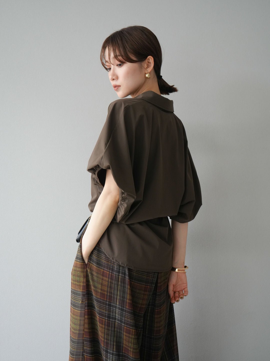 [予約]ICE TOUCHパフスリーブシャツ/ブラウン