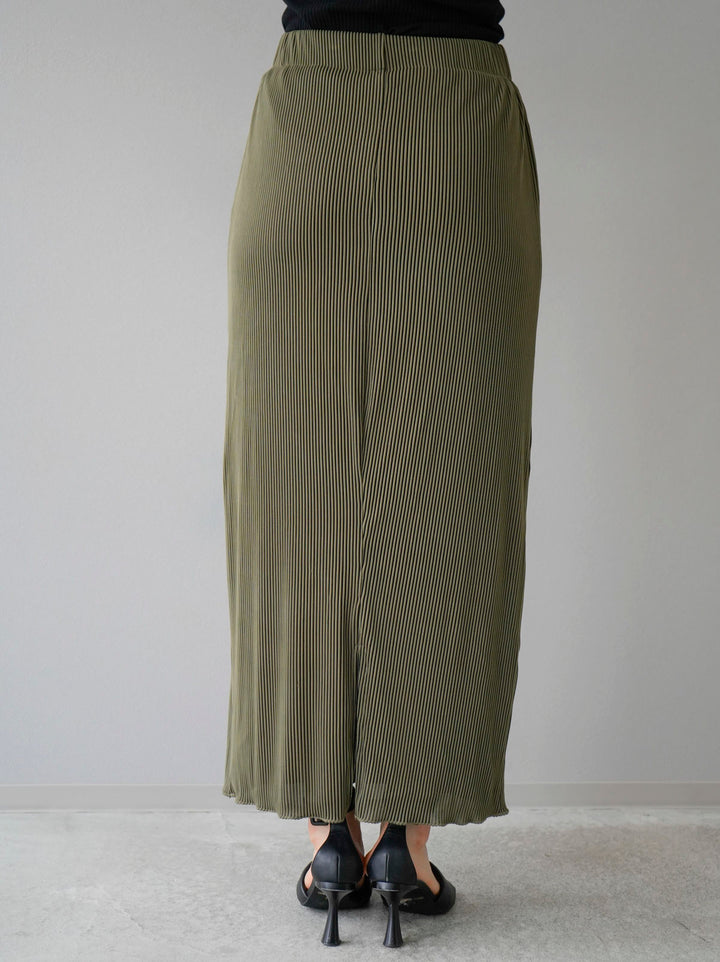 [Pre-order] Sheer Cut Ribbed Mellow Tight Skirt/Khaki