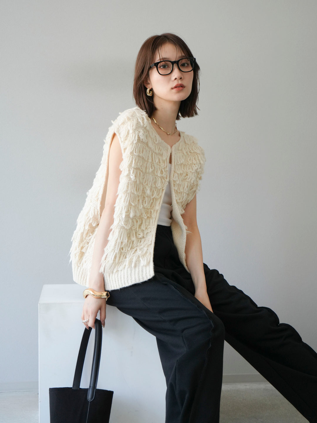 [予約]ループデザインベスト/アイボリー