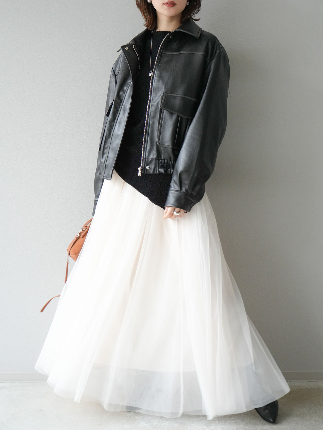 [予約]チュールボリュームスカート/アイボリー