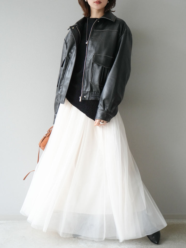 [予約]チュールボリュームスカート/アイボリー