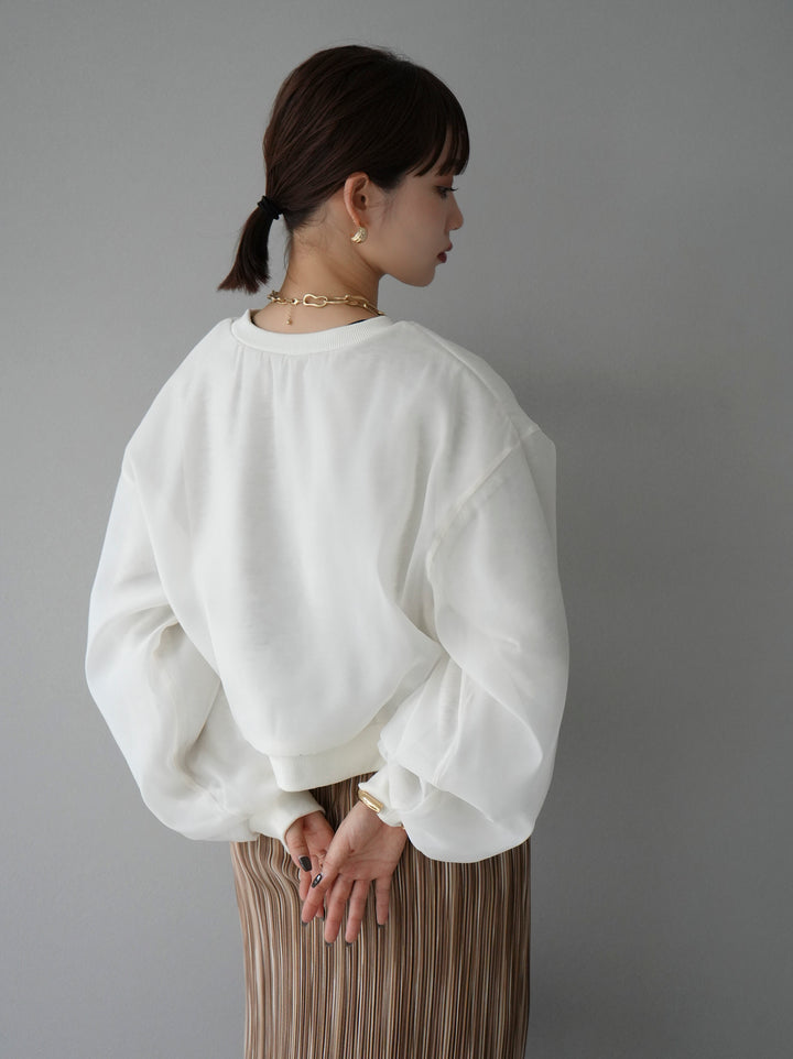 [予約]ラメシアーレイヤード裏毛クロップドプルオーバー/オートミール