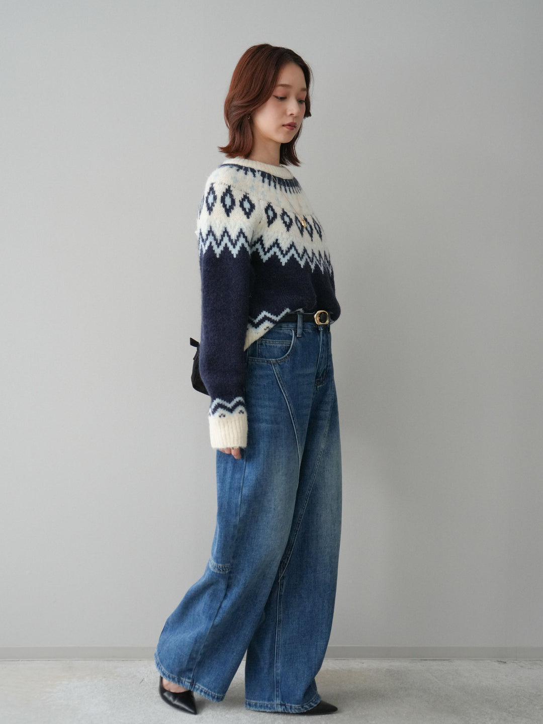 [予約]裏起毛加工デニムカーブパンツ/blue