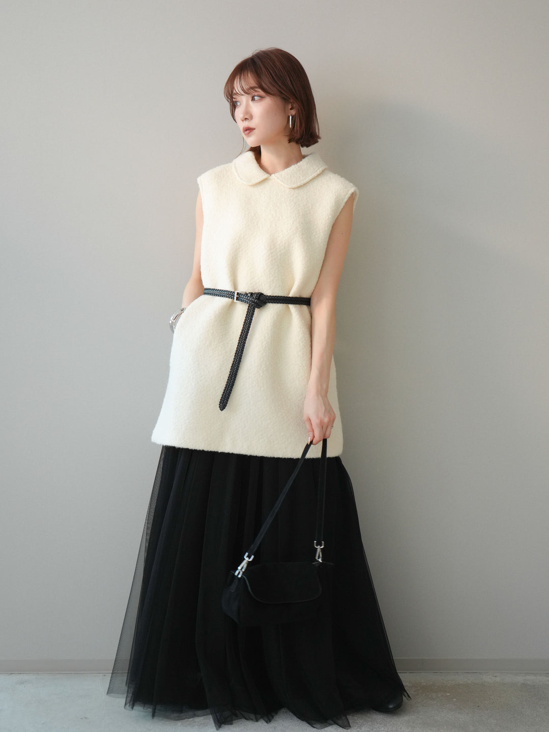 [SET]襟付きブークレミニワンピース+選べるアクセセット(2set)