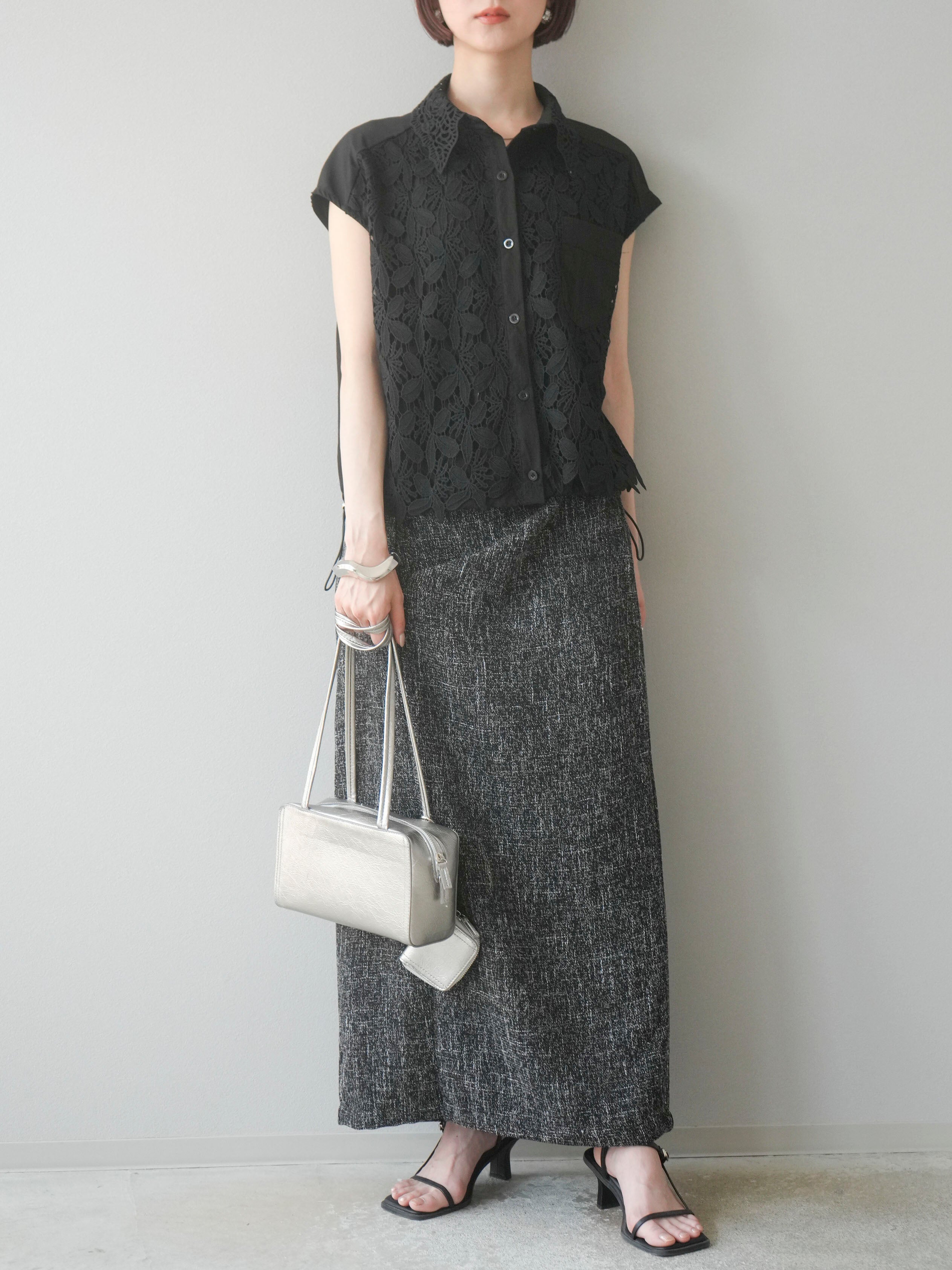 BLAMINK ツイードスカート Melsick】グリッターツイードスカート-Black- LAFARY ONLINE