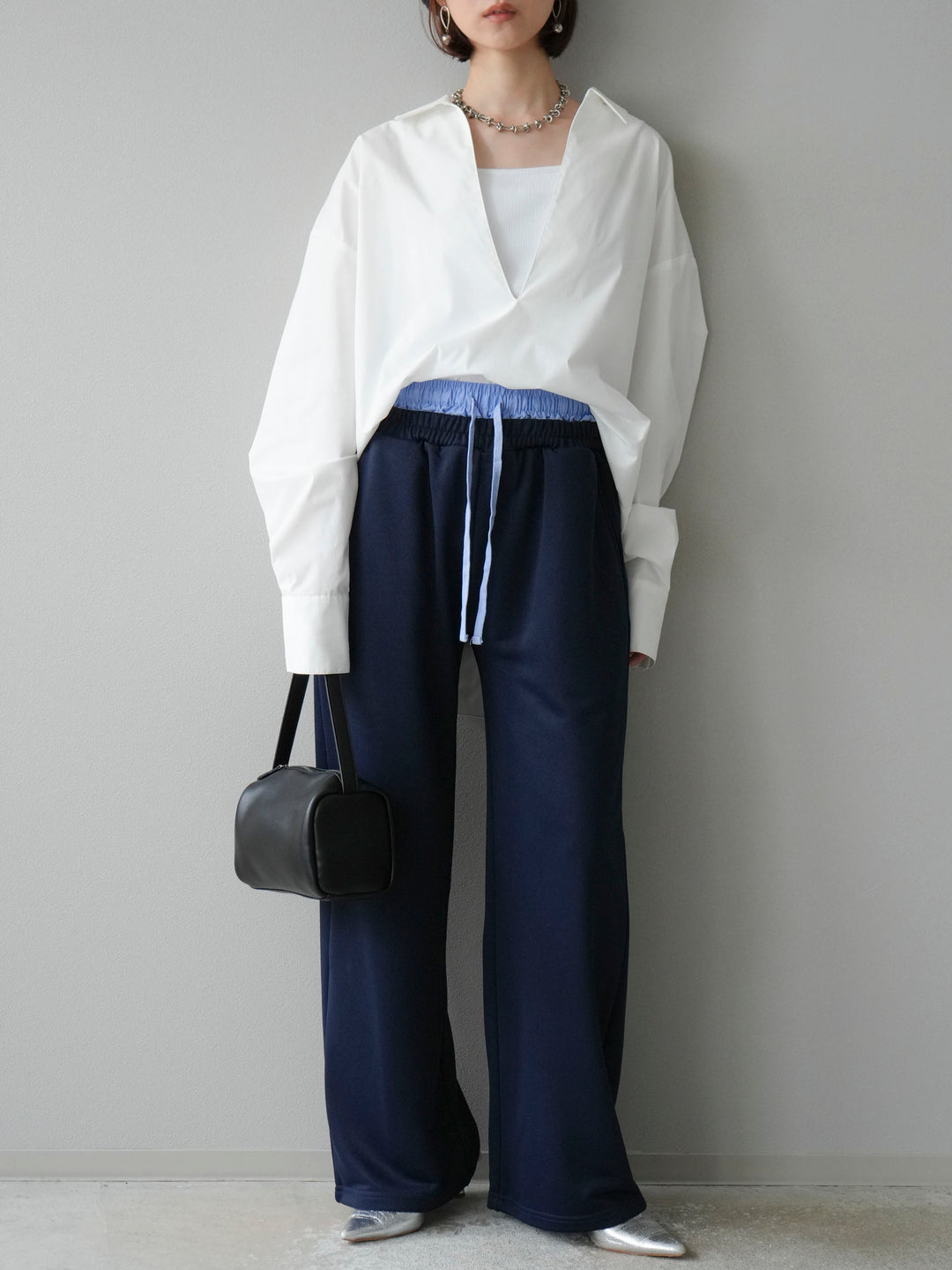 [予約]ダブルウエストスウェットパンツ/ネイビー