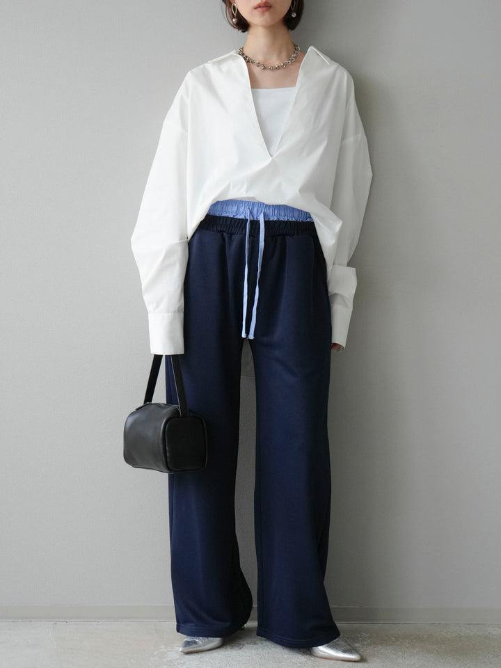 [予約]ダブルウエストスウェットパンツ/ネイビー