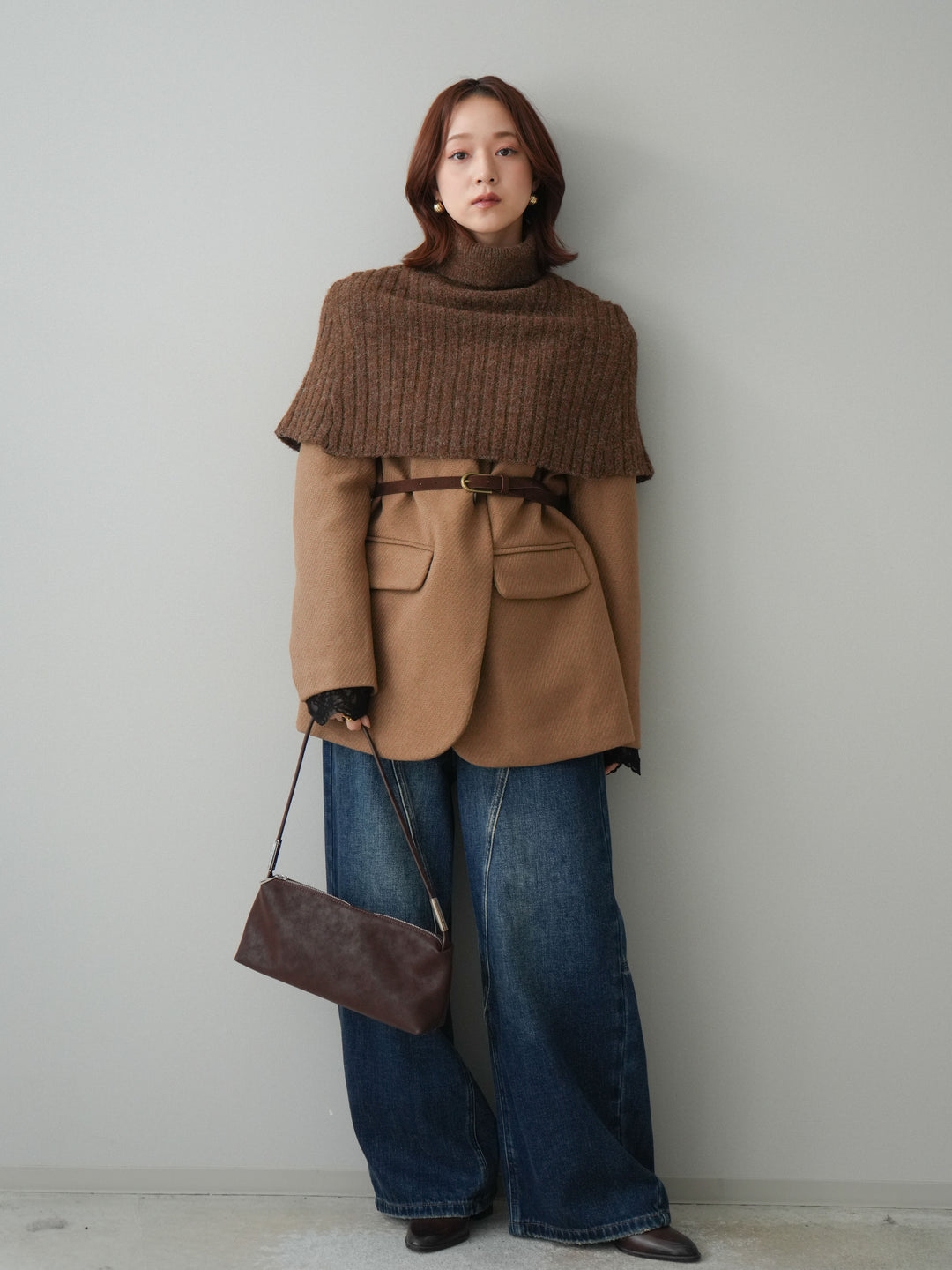 [予約]裏起毛加工デニムカーブパンツ/darkblue