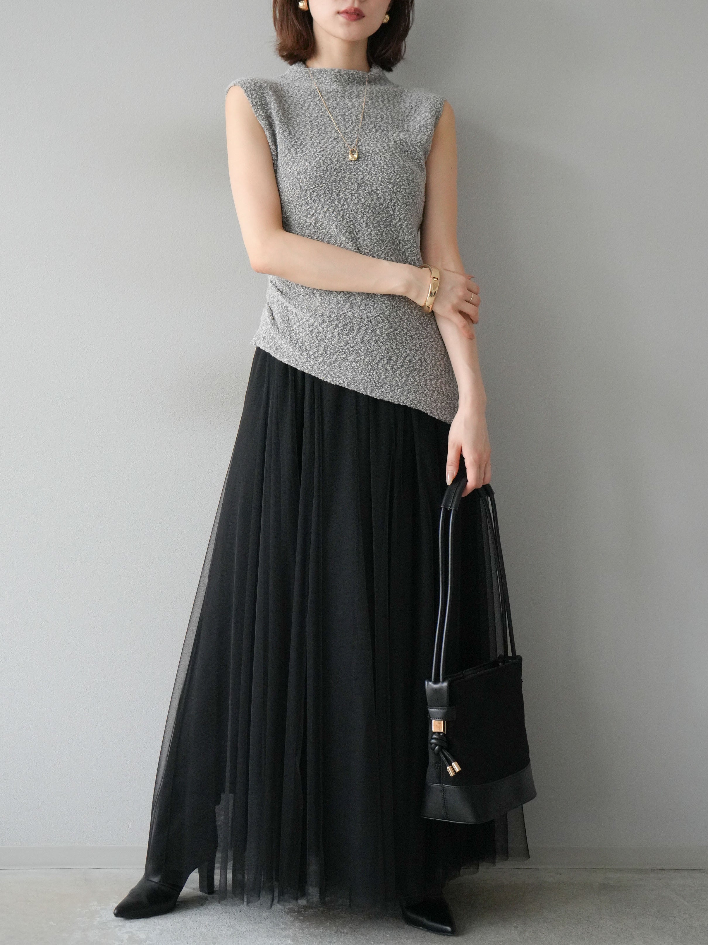 【ラスト1点】チュールボリュームスカート/ブラック　リュミエ 予約]チュールボリュームスカート/ブラック – Lumier