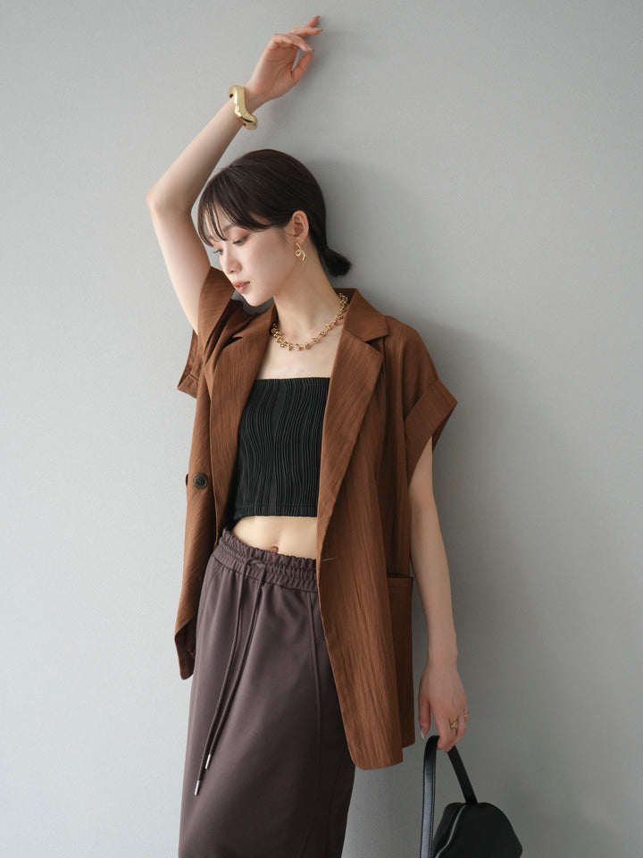 [SET]リネンライクノースリーブダブルジレ+選べるアクセセット(2set)