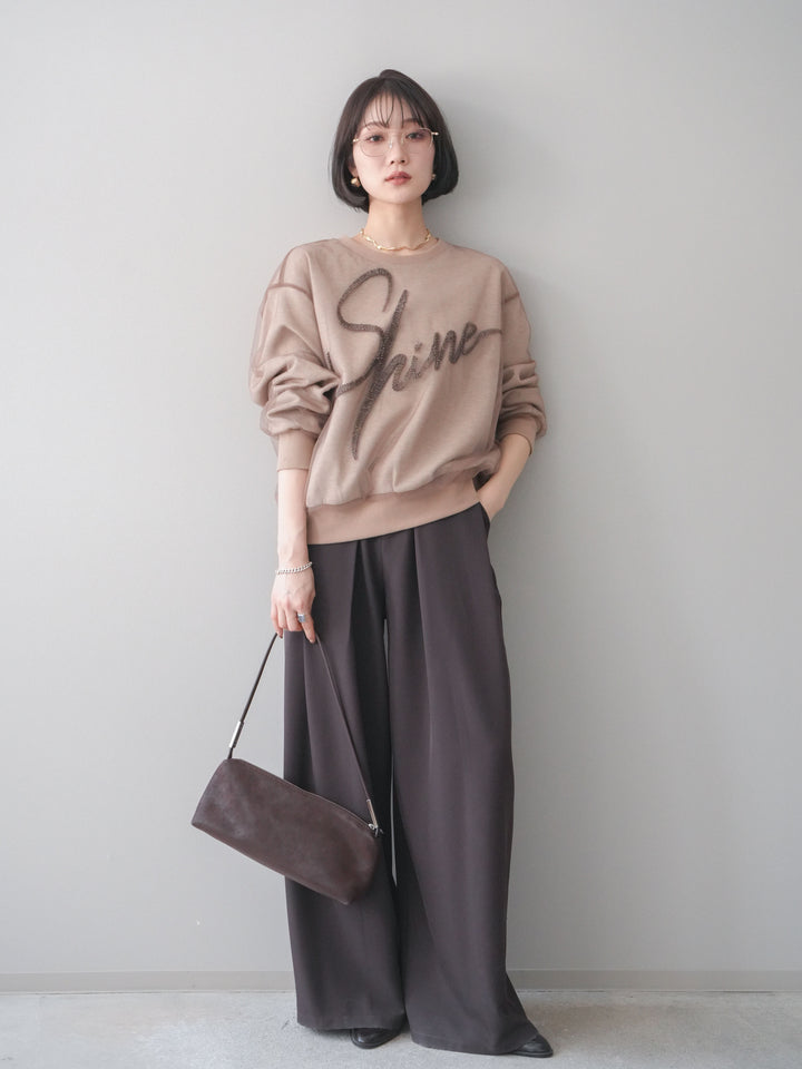 [予約]チュールレイヤードロゴスエットプルオーバー/beige