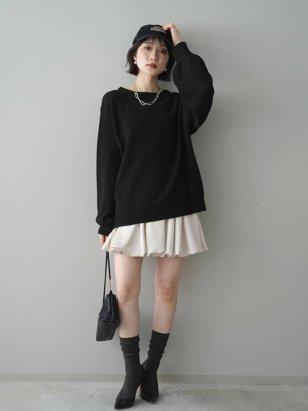 [予約]サテンバルーンミニスカート/ivory