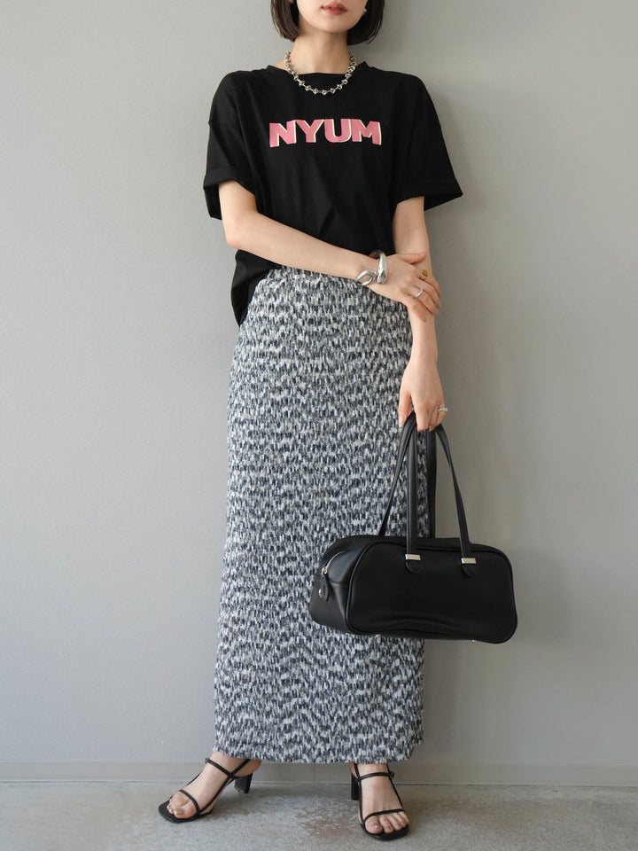 [予約]マルチカラーランダムプリーツタイトスカート/ブラック