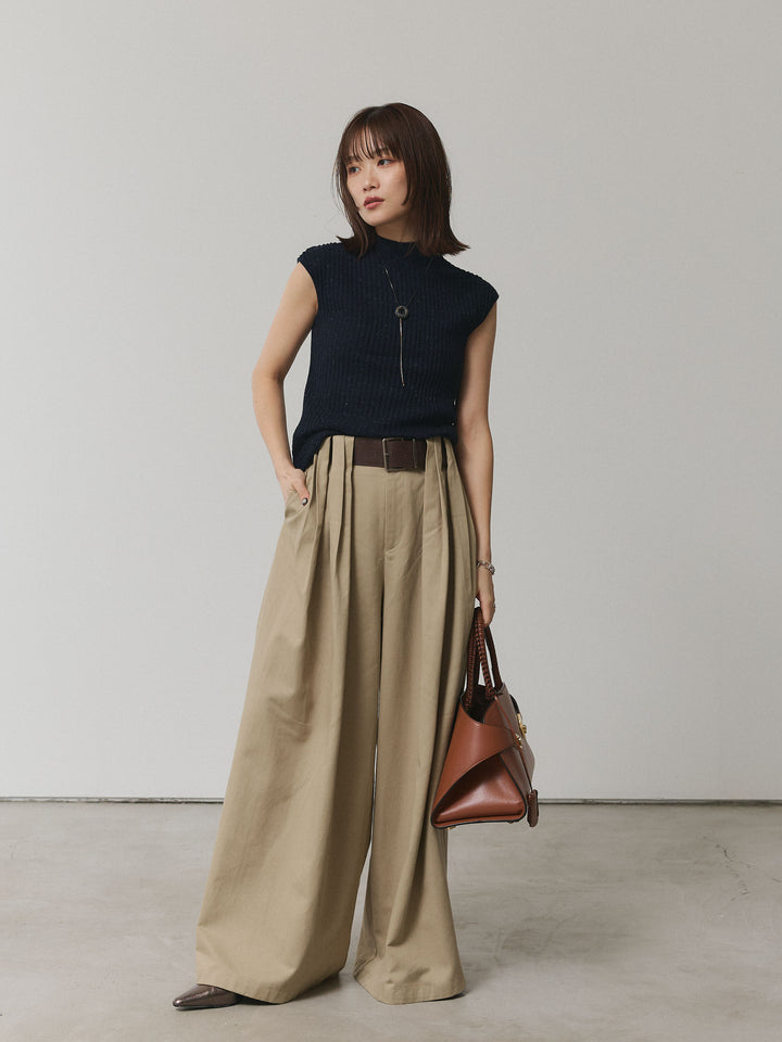 【Allure】[SET]ミックスヤーンデザインリブフレンチスリーブニット+ミックスヤーンデザインリブフレンチスリーブニット(2set)