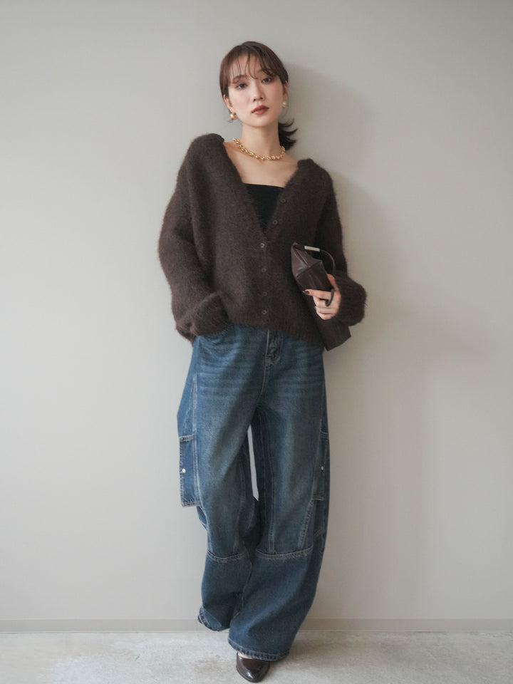 [予約]カーゴデザインコクーンデニムパンツ/navy