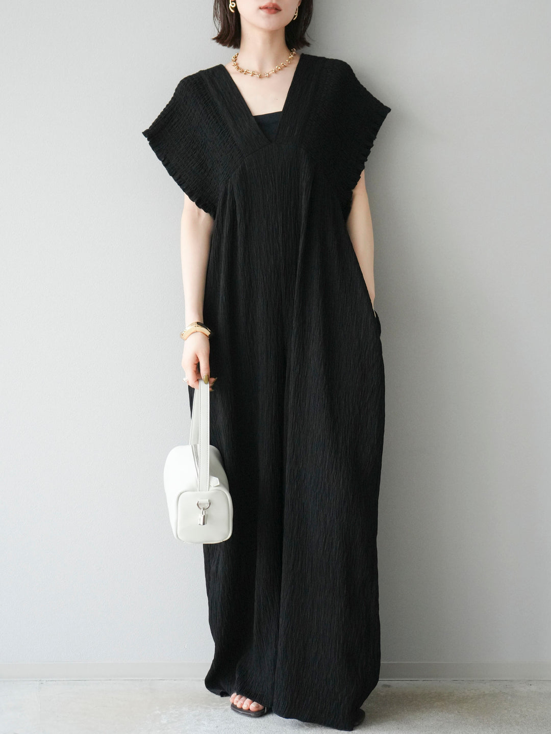 [SET]楊柳シャーリングサロペット+楊柳シャーリングサロペット(2set)