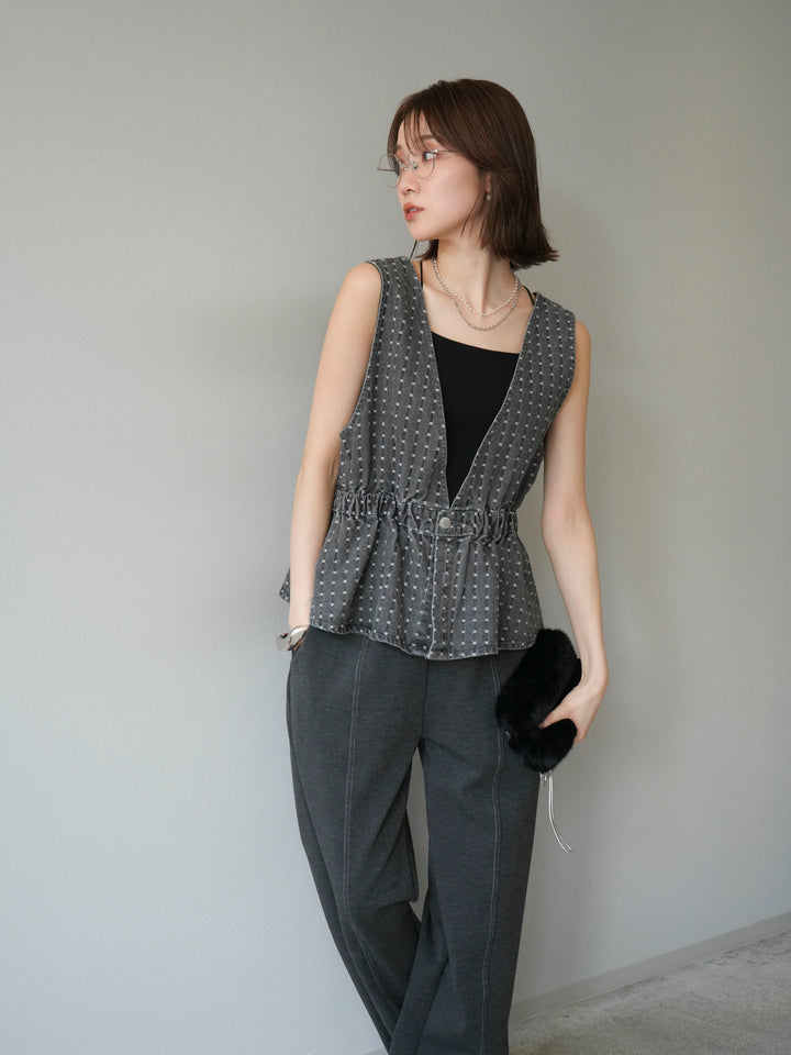 [予約]ジャガードデニム２WAYビスチェ/ブラック