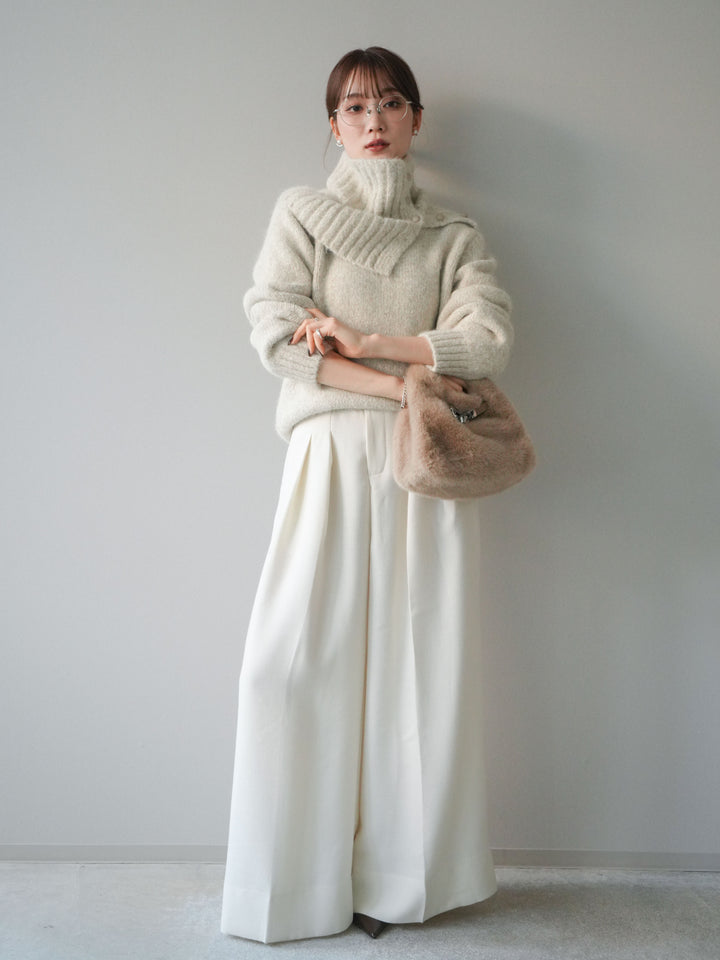 [予約]ネック付MIXニットアンサンブル/apricot