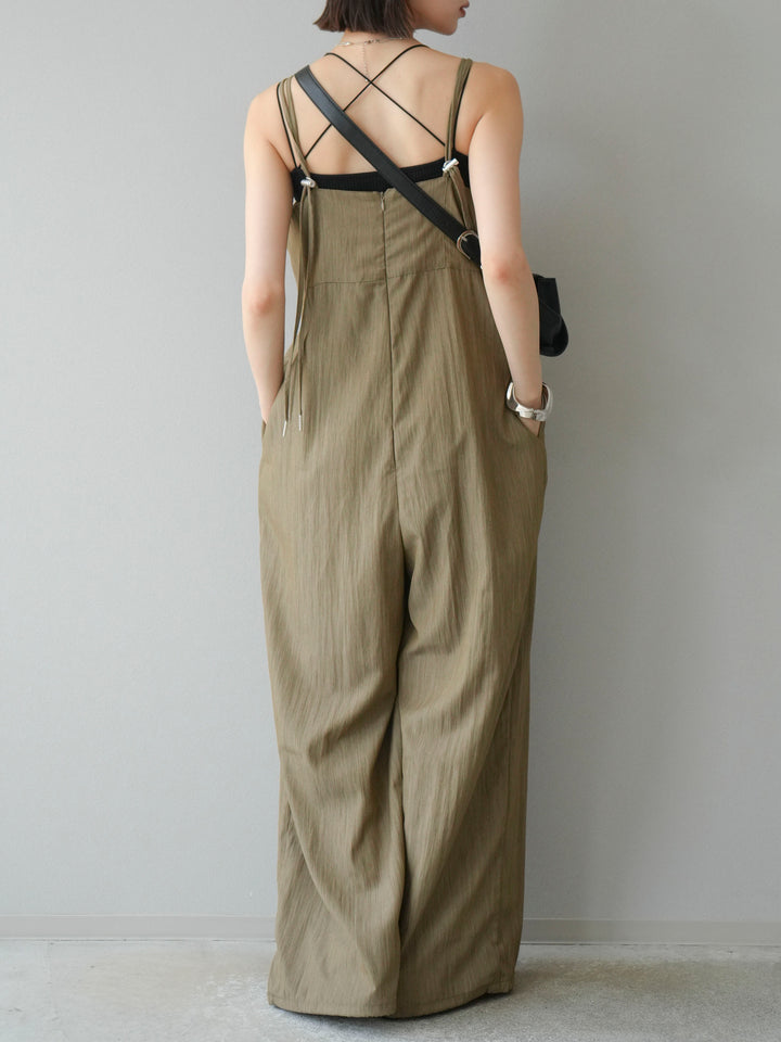 [予約]リネンライクビスチェデザインサロペット/グレージュ