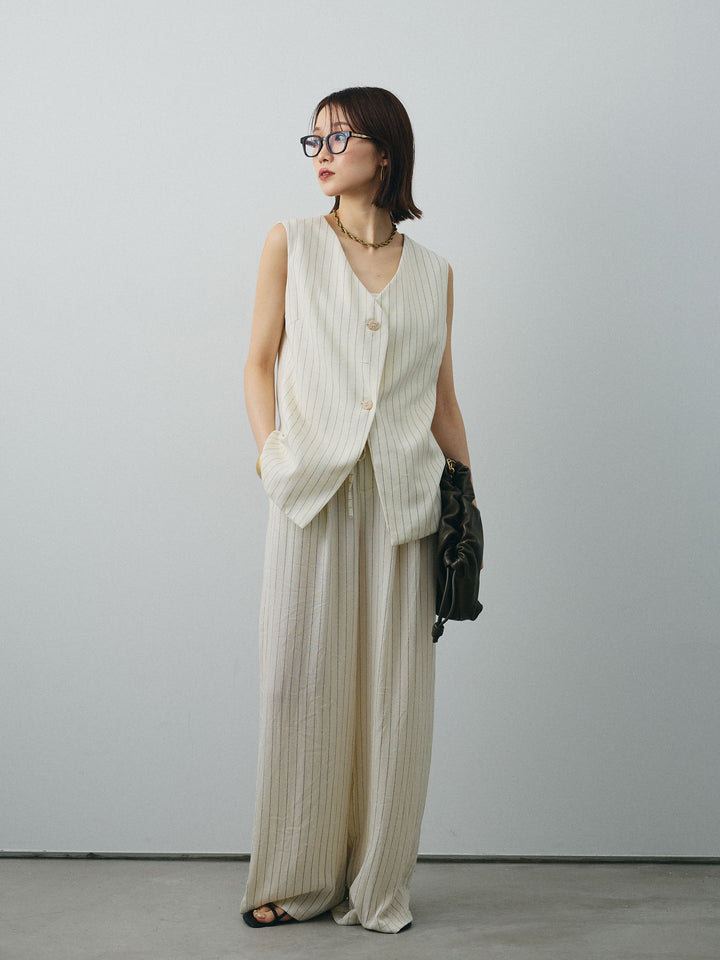 [SET]ストライプベスト＆ワイドパンツSET UP+ストライプベスト＆ワイドパンツSET UP(2set)
