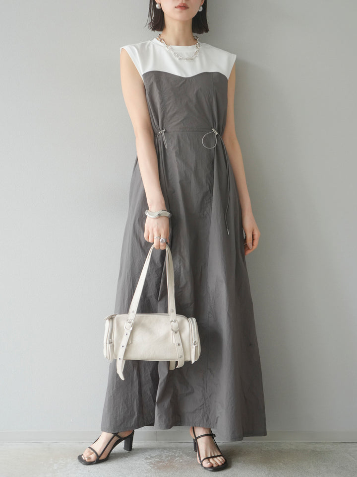 [SET] 剪裁對接尼龍洋裝 + 可選飾品套裝 (2 套)