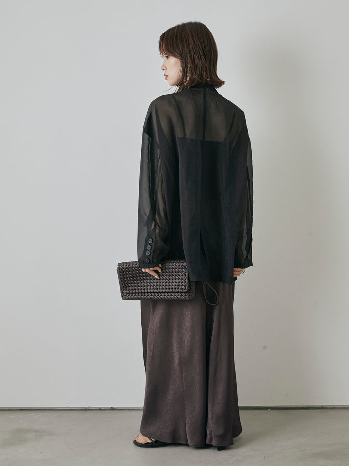 [予約]サテンワッシャーナロースカート/パープル