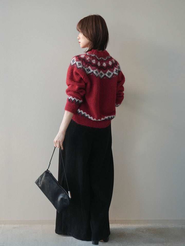 [予約]ベルトデザインループコールテンワイドパンツ(ベルト付き)/black