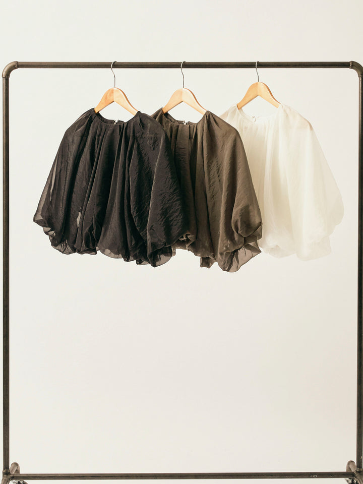 【Allure】[SET]オーガンジーバルーンショートブラウス+オーガンジーバルーンショートブラウス(2set)