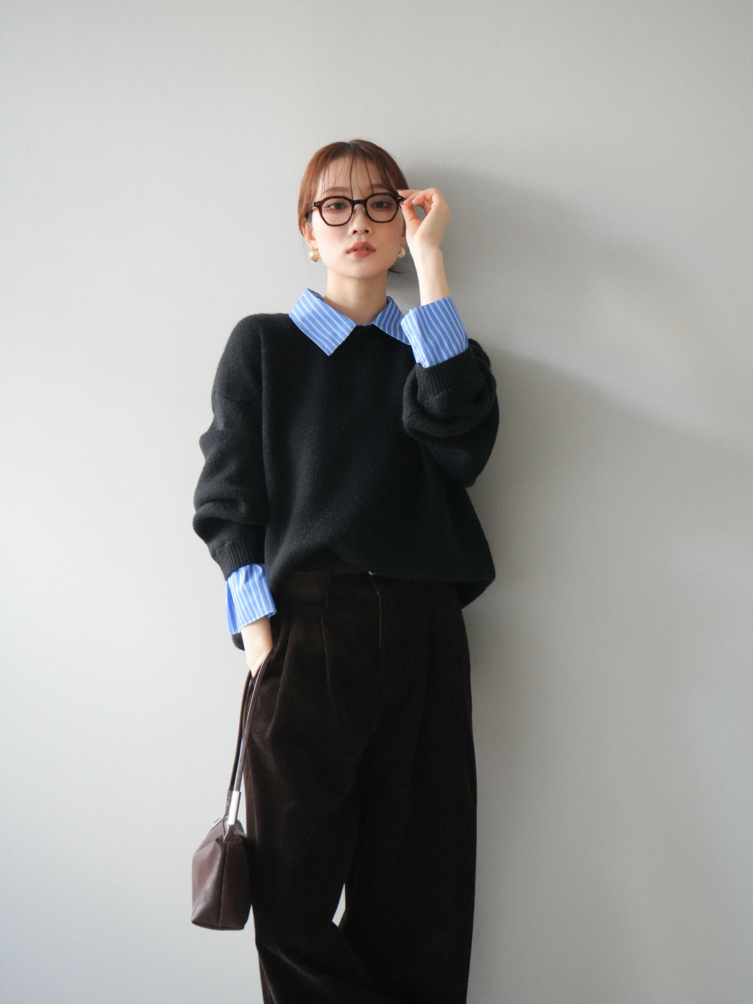 [予約]2WAY襟ニットプルオーバー/black