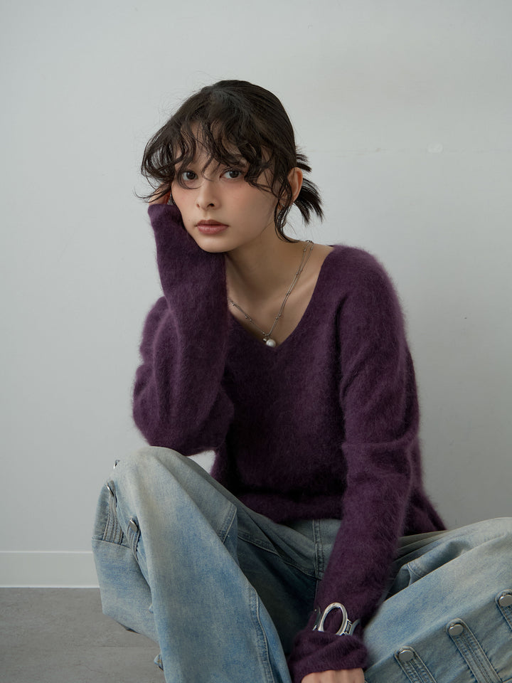 [SET]カシミア混フェザータッチVネックニットトップス+カシミア混フェザータッチVネックニットトップス(2set)