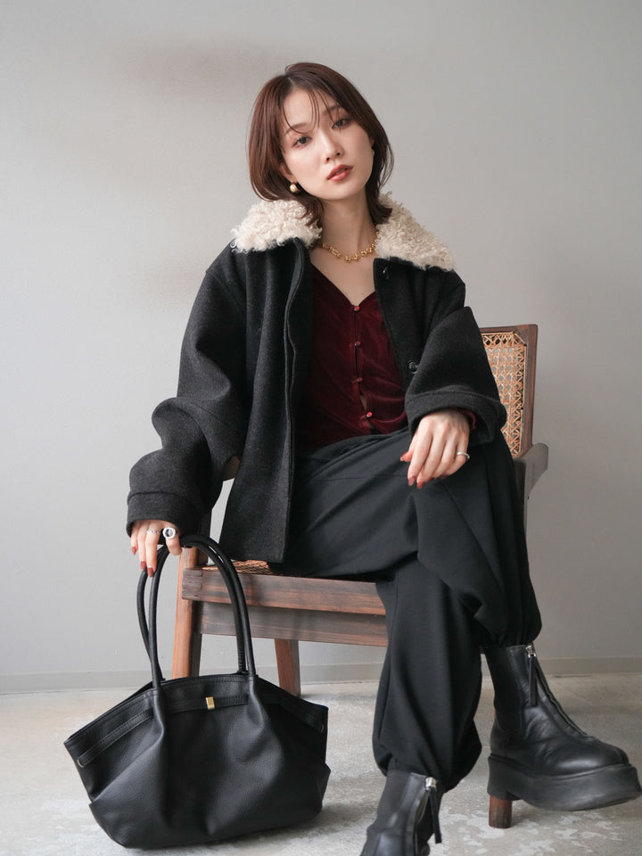 [予約]ロービングボアえりブルゾン/black