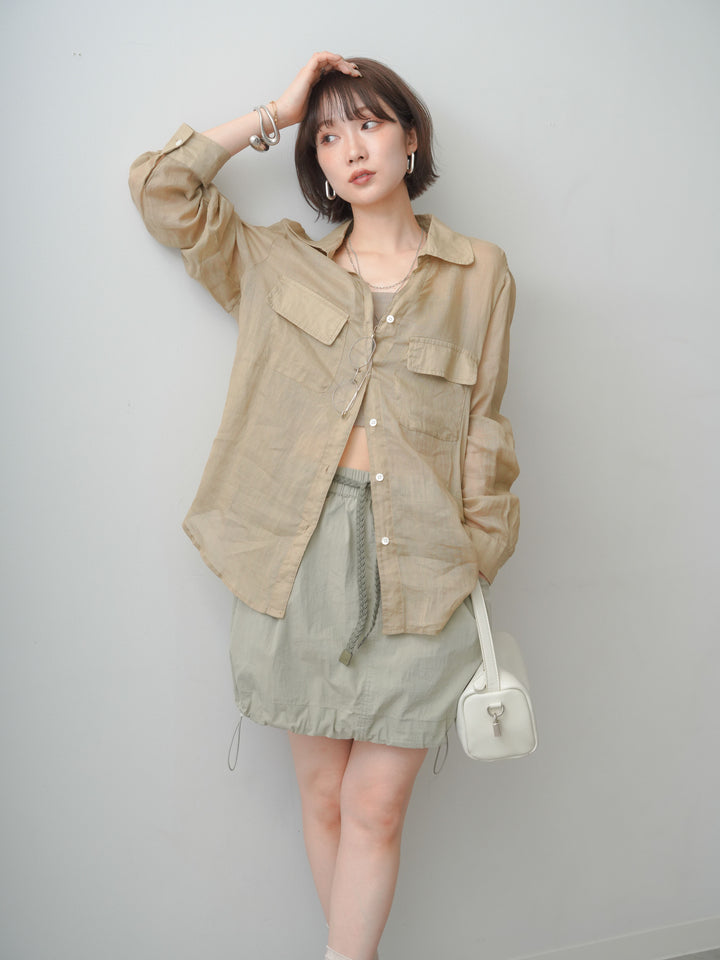 [予約]シアーWポケットオーバーシャツ/beige