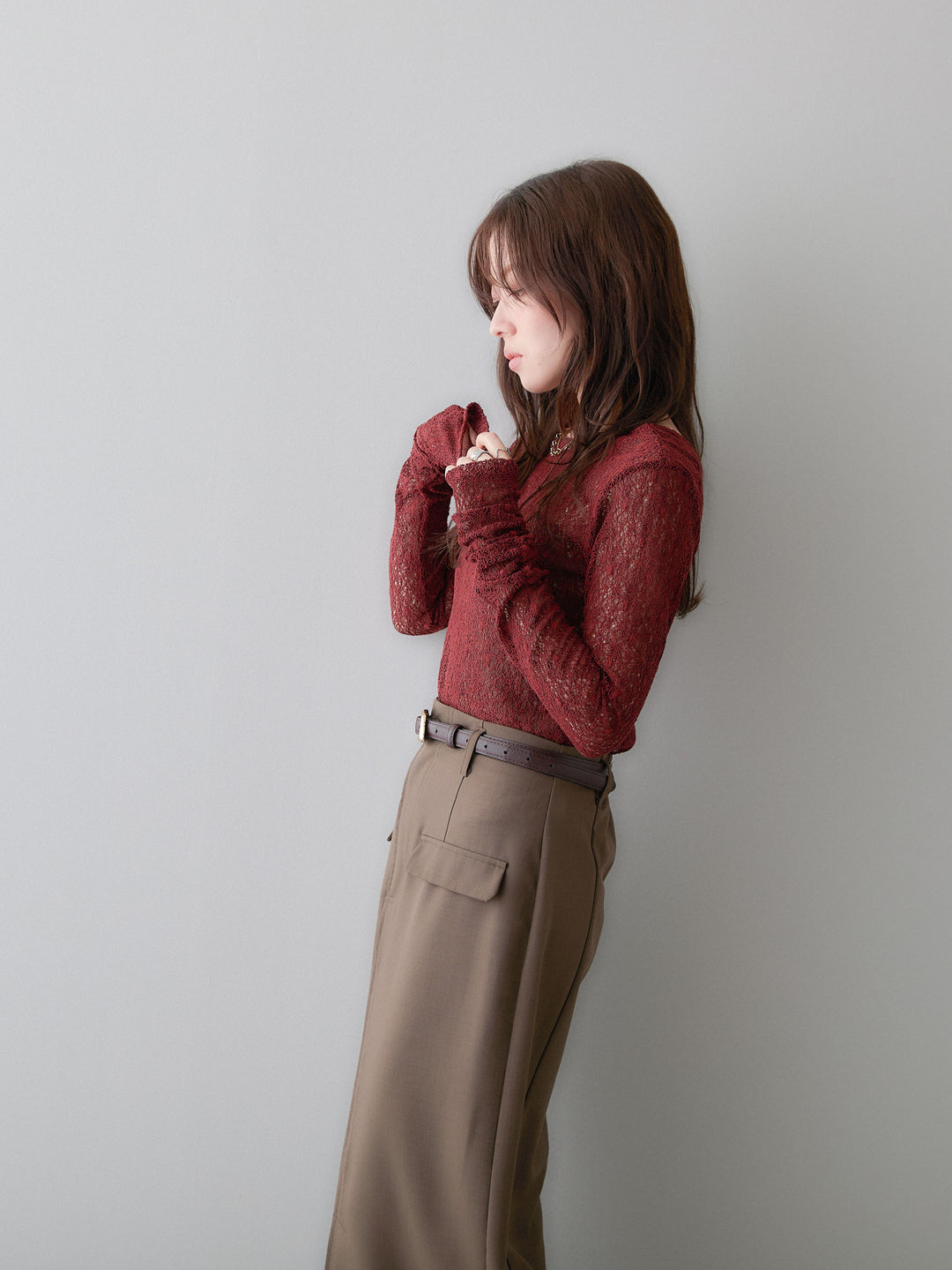 [SET]メッシュレースバックオープントップス+選べるアクセセット(2set)
