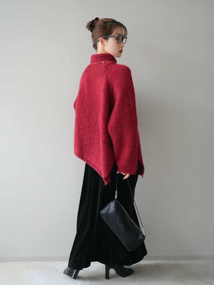 [予約]ベロアフレアスカート/black