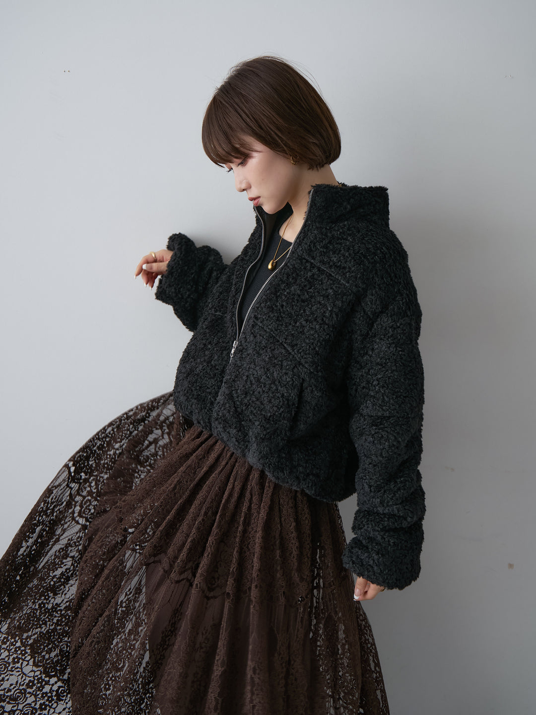 [SET] Bouclé Boa Zip Blouson + Bouclé Boa Zip Blouson (2 件套)