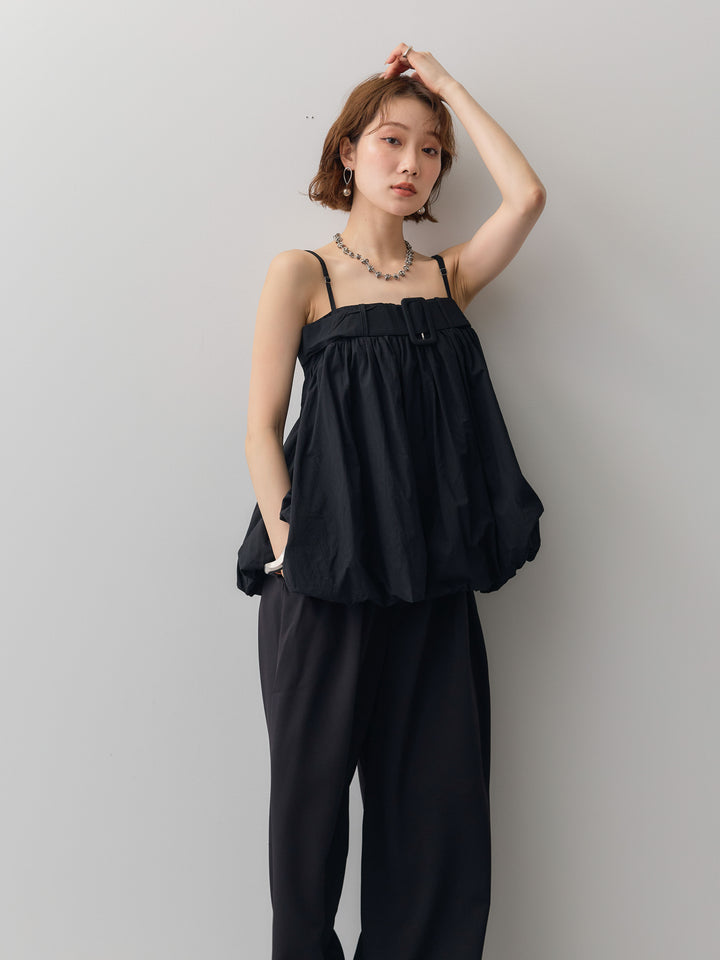 [予約]バックル付バルーンキャミトップス/black