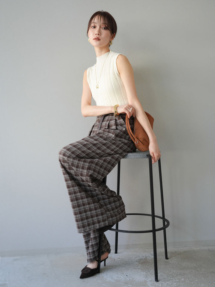 [予約]スリーブレスランダムリブニットトップス/アイボリー