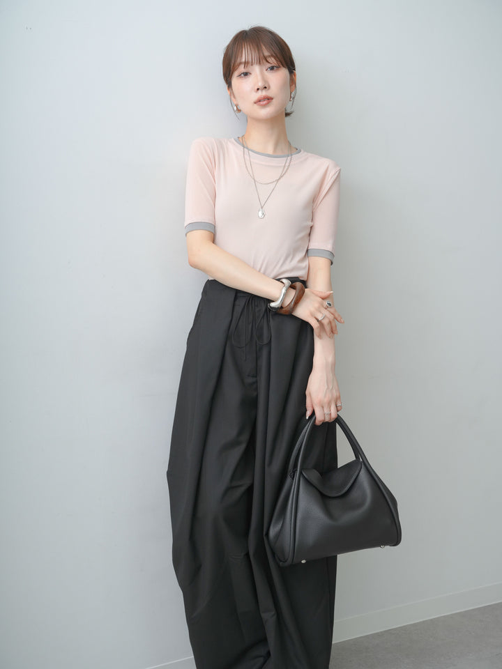[SET]トリムレイヤードシアー半袖トップス+トリムレイヤードシアー半袖トップス(2set)