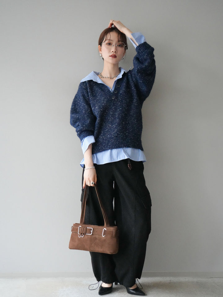 [予約]ベルト付コーデュロイカーゴパンツ/black