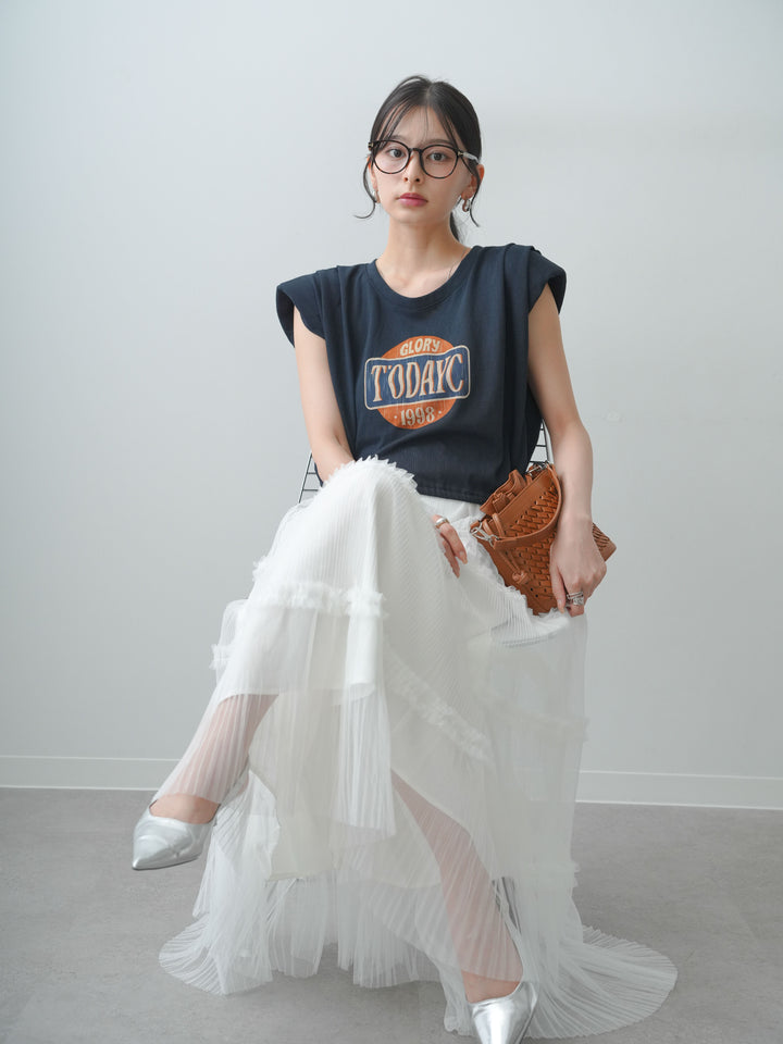 [SET]ヴィンテージロゴドロストTEE+ホイップチュールティアードフレアスカート(2set)