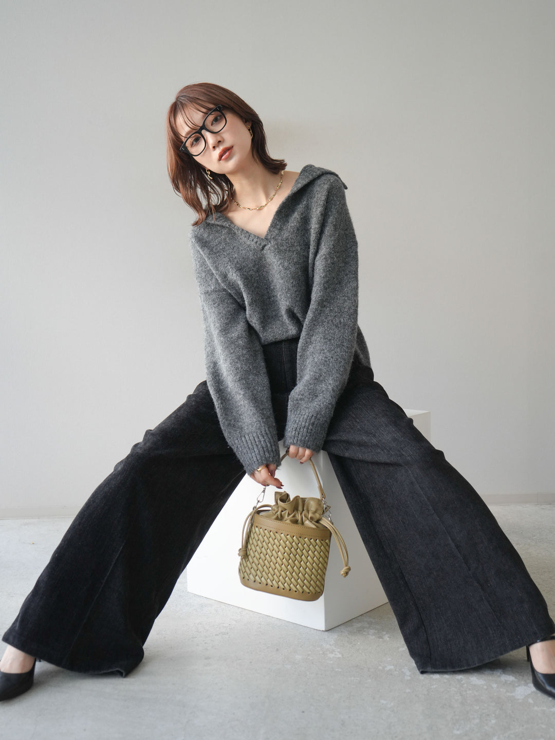 [SET]スキッパーニットプルオーバー+選べるアクセセット(2set)