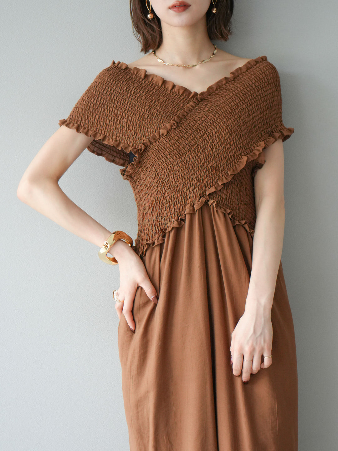 [SET]シャーリングクロスサロペット+シャーリングクロスサロペット(2set)