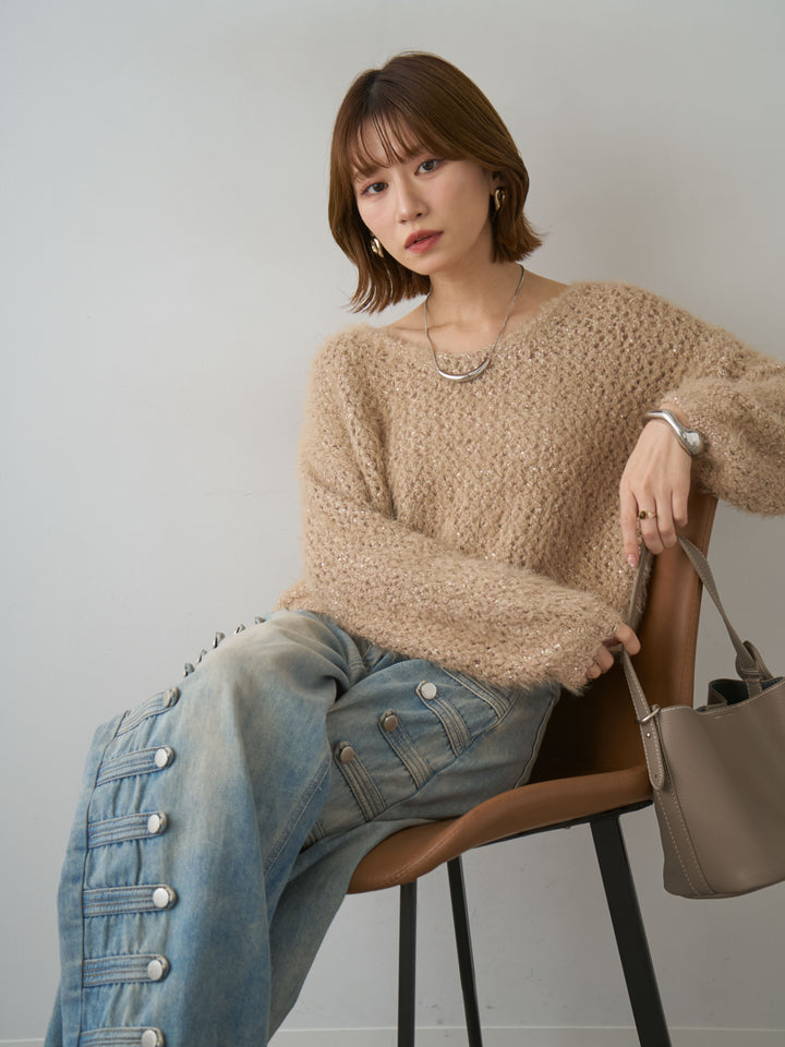 【套裝】毛絨絨V領針織上衣 + 配件套裝（2套選購）
