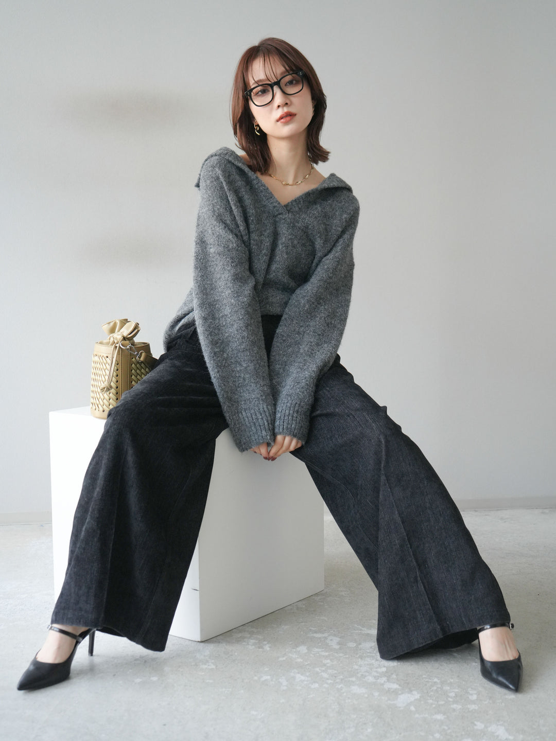 [SET]スキッパーニットプルオーバー+選べるアクセセット(2set)