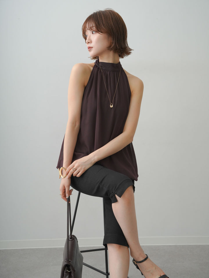 [予約]シフォンアメスリバルーンブラウス/brown