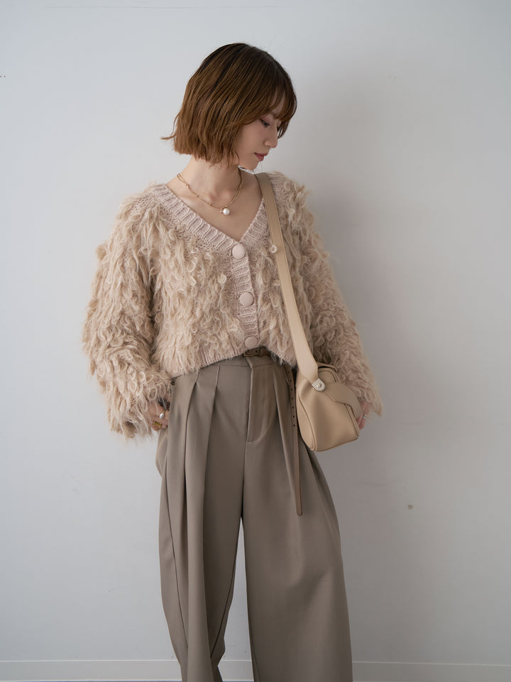 [予約]ループフェザークロップニットカーディガン/beige