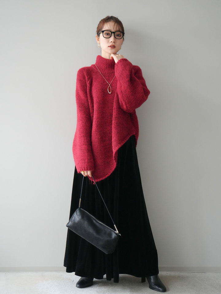 [予約]ベロアフレアスカート/black