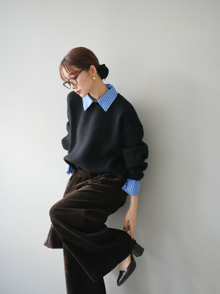 [予約]2WAY襟ニットプルオーバー/black