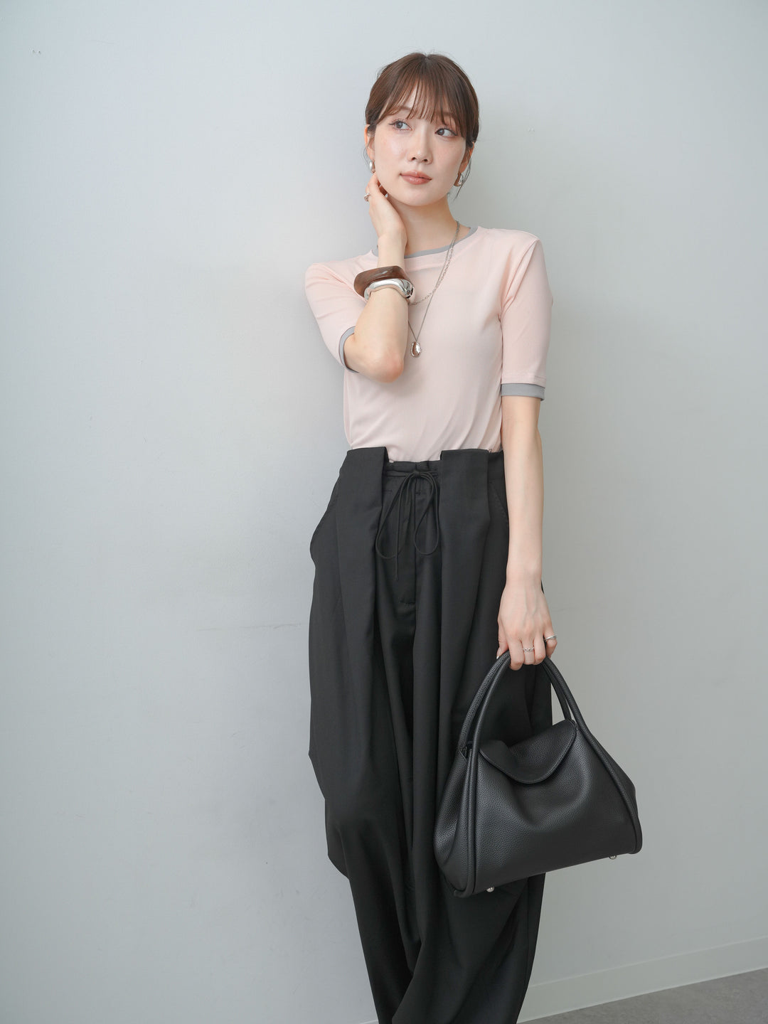 [SET]トリムレイヤードシアー半袖トップス+トリムレイヤードシアー半袖トップス(2set)